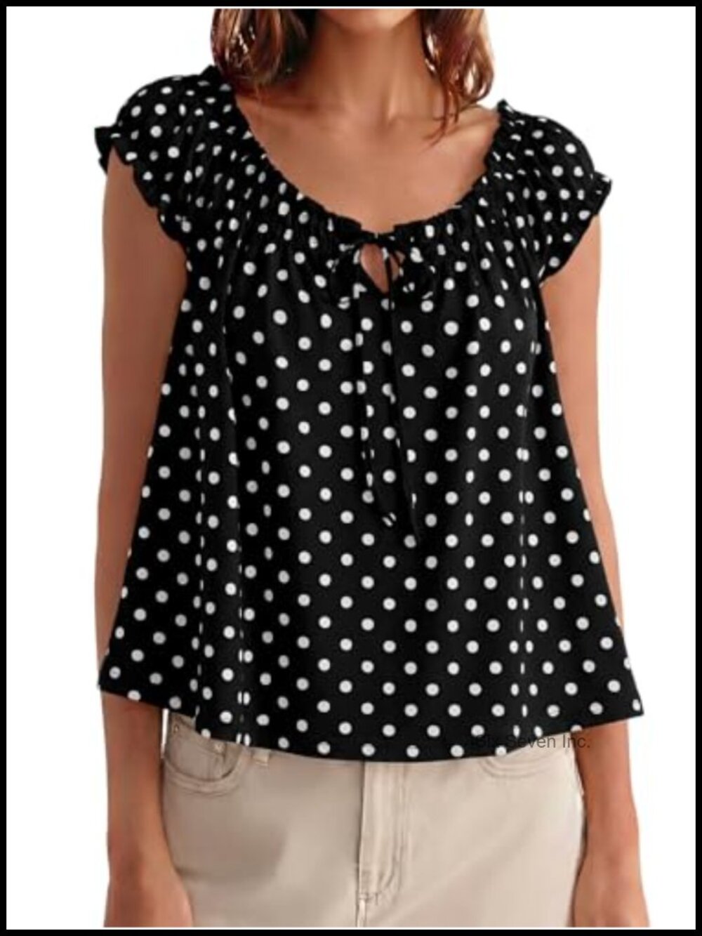 Women's Tie Front Babydoll Tank Top Cap Sleeve Flowy Summer Top